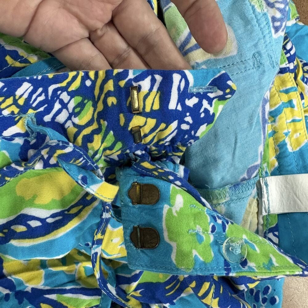 Lilly Pulitzer Pants Womens XL Blue Shell Print Rayon Straight Leg Tropical - Picture 14 of 16